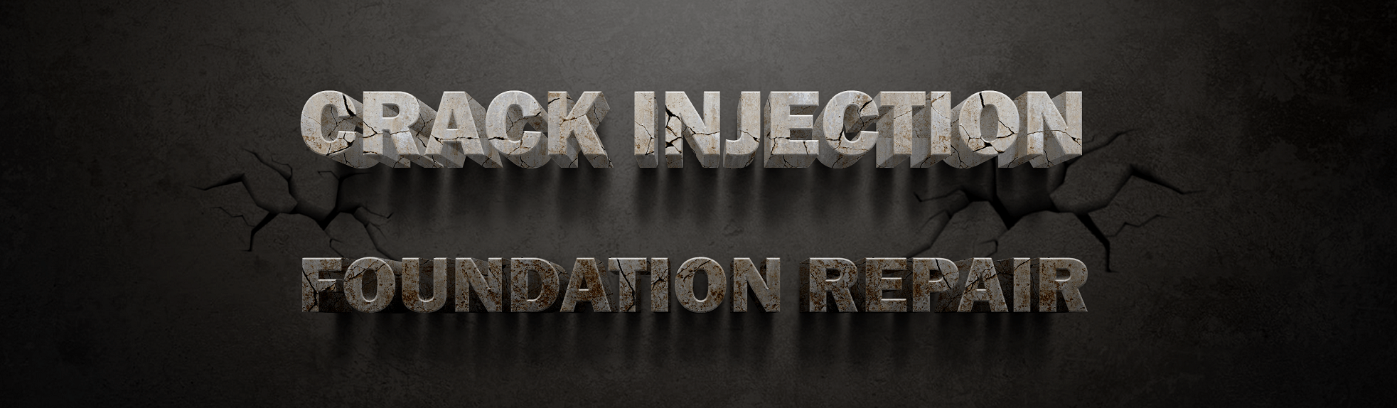 Banner with words saying crack injection foundation repair in 3d format-new